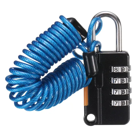 Luggage Lock, 4 Digit Combination Padlock with Flexible Blue Cable (130cm)