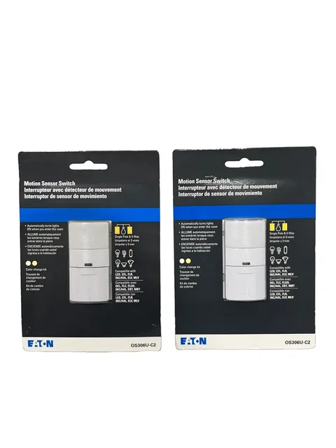 Lot Of 2 Eaton OS306U-C2 Motion Sensor Switch Single, 3-Way White/Almond/Ivory