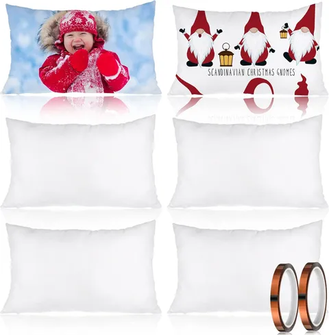 Custom Blank Sublimation Pillow Cases - 6 Pack with Heat Transfer Tape Kit