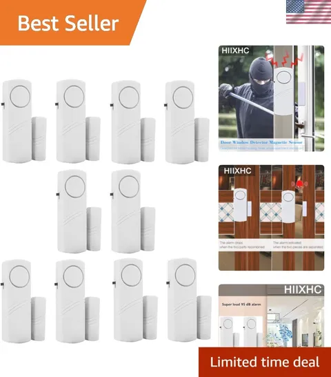 Reliable Wireless Door and Window Alarms - 10 Pack with 90 dB Danger Alerts