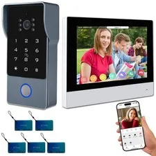 2-Wires Video Intercom System, 7 Inch 1080P WiFi Touch ScreenVideo Doorbell D...
