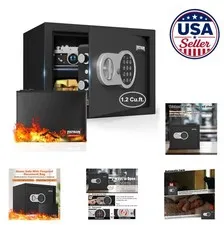 Fireproof Safe 1.2 Cu Ft Digital Keypad Lock Box with Removable Shelf