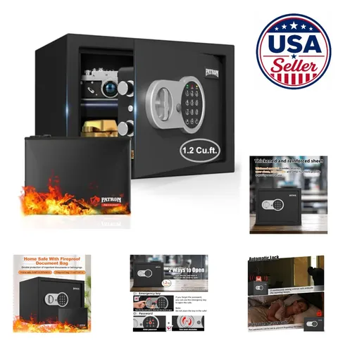 Fireproof Safe 1.2 Cu Ft Digital Keypad Lock Box with Removable Shelf