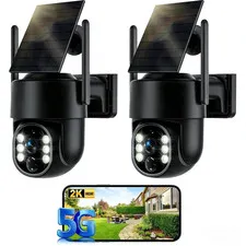 Solar Security Cameras Wireless Outdoor, 2K 2.4G/5G Solar Camera Outdoor Wireles