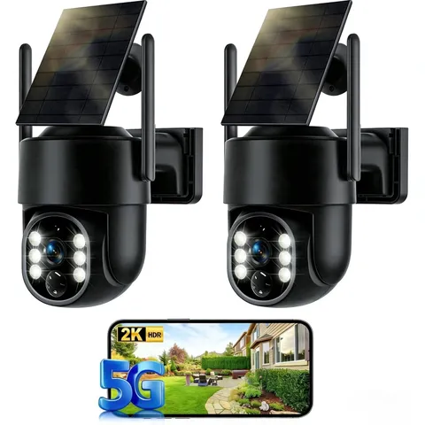 Solar Security Cameras Wireless Outdoor, 2K 2.4G/5G Solar Camera Outdoor Wireles