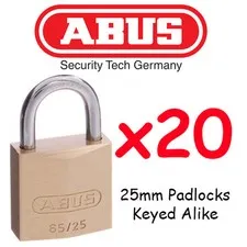  Padlocks ABUS Brass 25mm x20  BULK LOT Keyed Alike High quality + 40 Keys