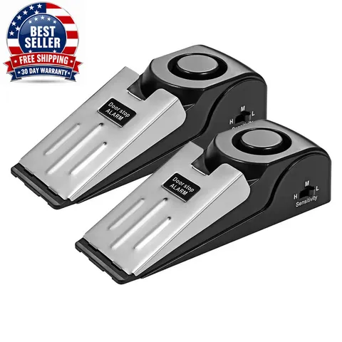 2 Pack Wireless Door Stop Alarm System 125Db Loud Home Security Anti-Theft Door 