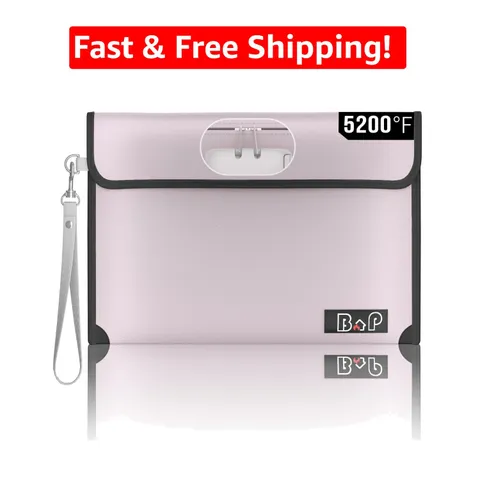 Fireproof Money Bag with Lock - 5200℉ Waterproof Pouch for Documents & Valuables