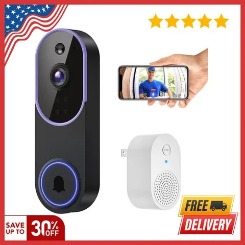 WiFi Ring Doorbell 1080P HD Security Camera Wireless Door Bell Camera With Chime