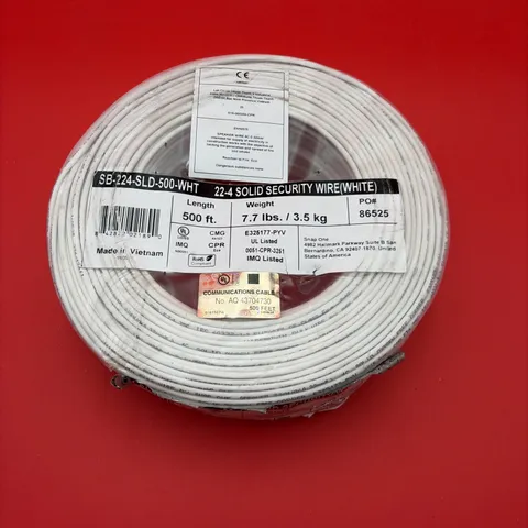 500' SnapAV 22-Gauge 4-Conductor Solid CMG-Rated Security Wire 7.7 lbs.
