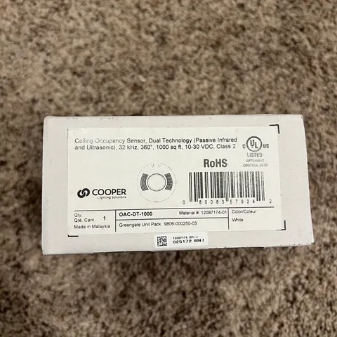 Cooper OAC-DT-1000 Ceiling Occupancy Sensor Dual Technology, Class 2