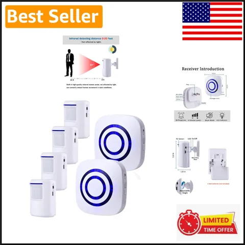 Versatile Motion Sensor Alarm System - 300ft Wireless Range & LED Indicator