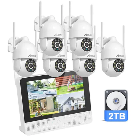 ANRAN WIFI Pan/Tilt Outdoor Security Camera System Wireless 8CH NVR 5MP 2TB IP66