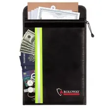 ROLOWAY Fireproof Document Bag 15 x 11 inch Black 2 Pockets Waterproof Zipper