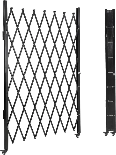 Garvee Single Folding Security Door Steel Accordion Gate 360° Rolling Wheel