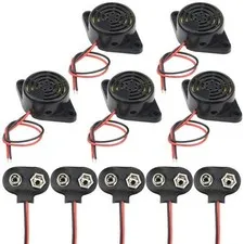 5 PCS DC 3-24V Electronic Buzzer Alarm Sounder Continuous Beep and 5 PCS 9V B...