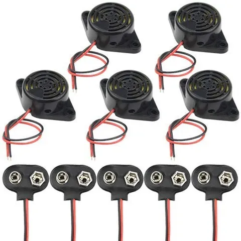 5 PCS DC 3-24V Electronic Buzzer Alarm Sounder Continuous Beep and 5 PCS 9V B...
