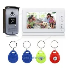 Video Door Phone Doorbell 700TVL Camera 7" Color Monitor RFID Keyfobs Unlocking