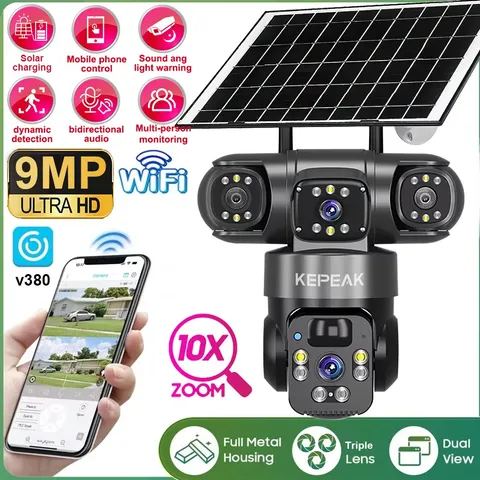 9MP Solar Security Camera Outdoor Wireless WIFI Night Vision Surveillance LOT