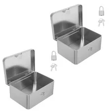 2 Pcs Coffee Organizer Box Desk Lock with Key Chocolate Storage Jar Candy Jars