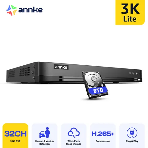 ANNKE 32CH 5in1 Security DVR 5MP Lite Video Recorder H.265+ Surveillance CCTV