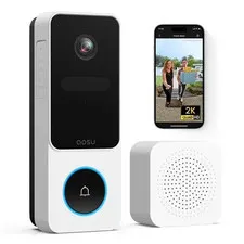 2K /3MP Wireless Doorbell Camera with Chime, Head-To-Toe View Video Doorbell, Sm
