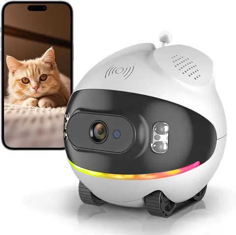 Pet Camera Robot with Cat Teaser: Battery-Operated, Movable with Phone App, 2-Wa