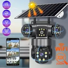 WiFi Solar/Battery Wireless Security Camera 360° PTZ 4K Color Night Vision Cam