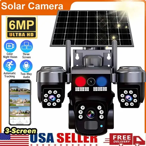 Solar Battery Powered Wireless WiFi Outdoor Pan/Tilt Security Camera System LOT