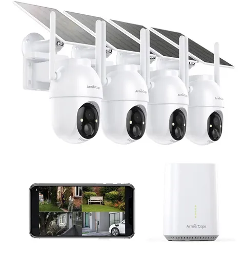 Armorcope Security Cameras Outdoor Wireless,4 Cam-Kit,No Subscription,360° Pan 