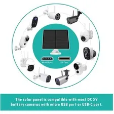 5W Solar Panel Charger for Outdoor Security Camera