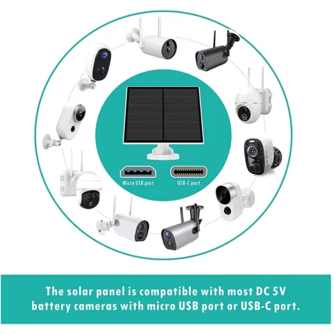 5W Solar Panel Charger for Outdoor Security Camera