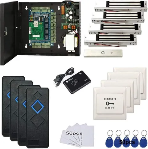 MENGQI-CONTROL 4 Door Access Control System 600lbs Magnetic Lock RFID Reader Kit