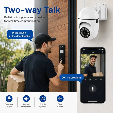 2/4PCS 5MP WiFi Security Cameras Indoor Outdoor PTZ Two-Way Audio Night Vision