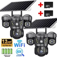 2x Camaras De Seguridad Para Exterior Solar WIFI Inalambrica Con Vision Nocturna