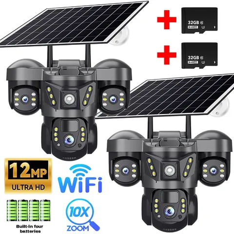 2x Camaras De Seguridad Para Exterior Solar WIFI Inalambrica Con Vision Nocturna