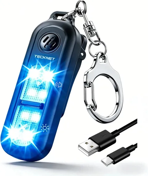 TECKNET Personal Safety Alarm 135dB with SOS Strobe Light for Women - Rechargeab