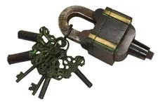Antique Style Square Padlock Handmade Brass Puzzle Trick Lock With 6 Working Key