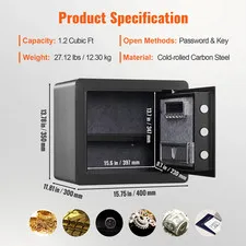 1.2Cubic Feet Electronic Safe Deposit Safe Box W/ Digital Access & Override Keys