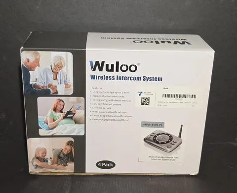 Wuloo S600-P4 Black Hands-Free Intercoms Wireless Two Way Audio (4 PACK)