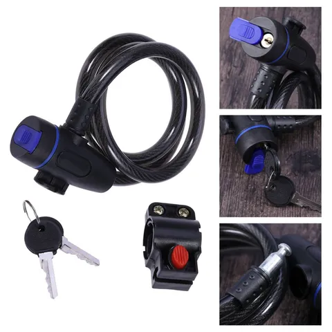 Colorful Lock Bike Cable Locks Road Bike Cycling padlock Anti-Theft (Black) Lock
