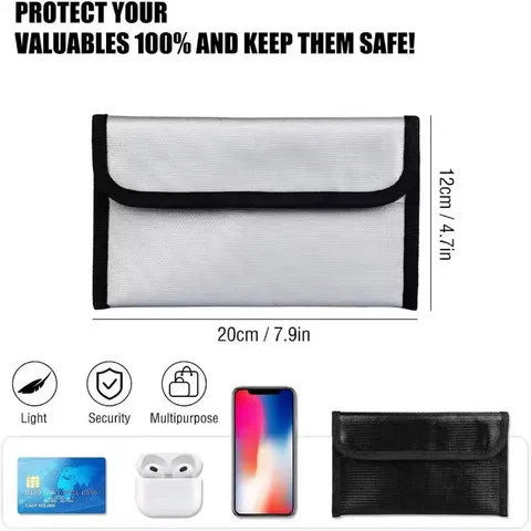 5200°F Fireproof Waterproof Document Bag Money Pouch 3 Layers Heat Insulated