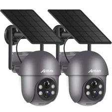 2K Solar Security Cameras Wireless Outdoor, 360° Coverage, Q01 2 Pack