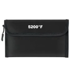 Waterproof Fireproof Document Bag 5200°F Water Resistant Black Bag 7.9"x5