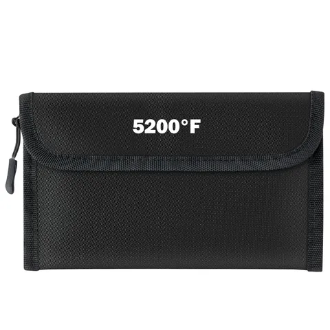 Waterproof Fireproof Document Bag 5200°F Water Resistant Black Bag 7.9"x5