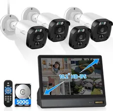 3K 5MP Wired CCTV Security Camera System with 122° Ultra Wide Angle, 4CH DVR wit