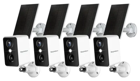 2K Security Cameras Wireless Outdoor 4 Pack, Solar Battery Powered Camera wit...