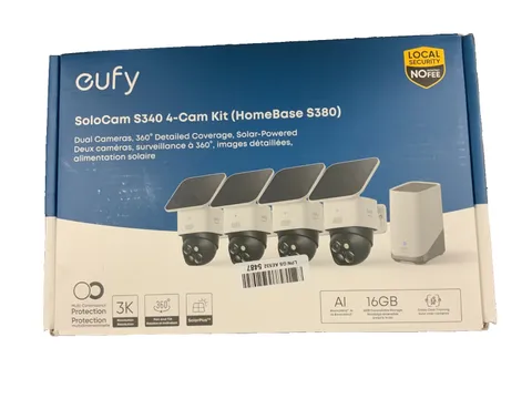 eufy Security SoloCam S340 Solar Wireless Outdoor Camera 4-Cam Kit 360° Pan WiFI