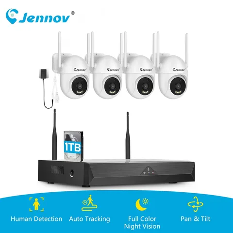 JENNOV 5MP PTZ WiFi Security Camera System 10CH NVR Outdoor Two‑Way Audio