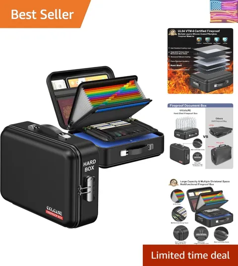 Fireproof Document Box with Lock, Hard Fireproof Waterproof Box Creative Hard...
